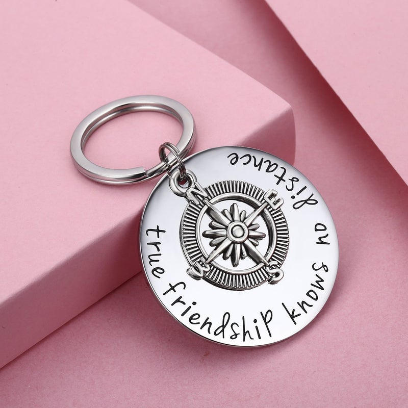 Udobuy Best Friend Keychain - True Friendship Knows No Distance Compass Keychain Long Distance Relationship Gifts - Image 4